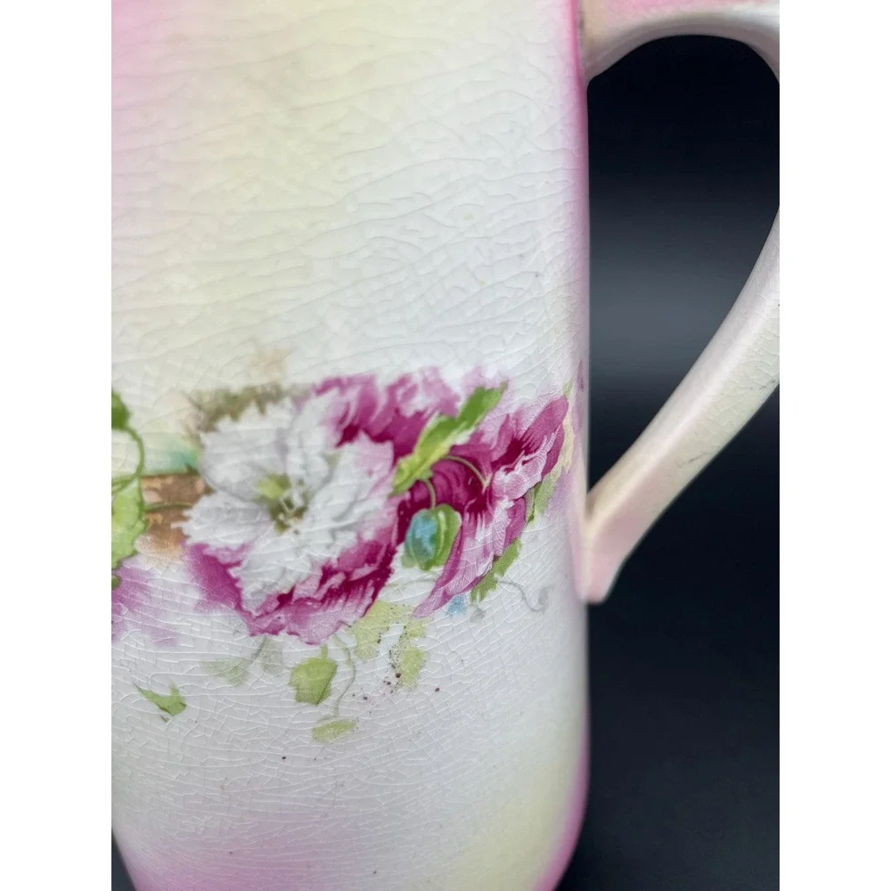 Victorian Pitcher Antique Gold Medal Floral Pitcher Owen China Co Vase